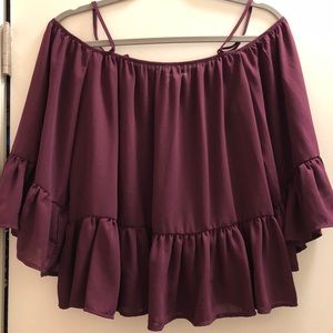Magenta Off-The-Shoulder Shirt